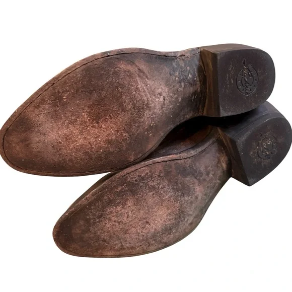 Lucchese Brown Leather Western Cowboy Boots, Sz 9D - Picture 14 of 16